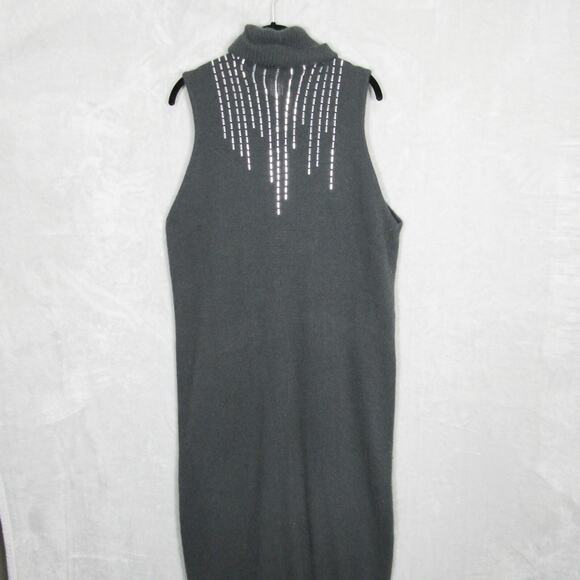 Krizia Maglia Maxi Dress Sweater Womens Large Angora Wool Gray Silver Metallic - Picture 5 of 13